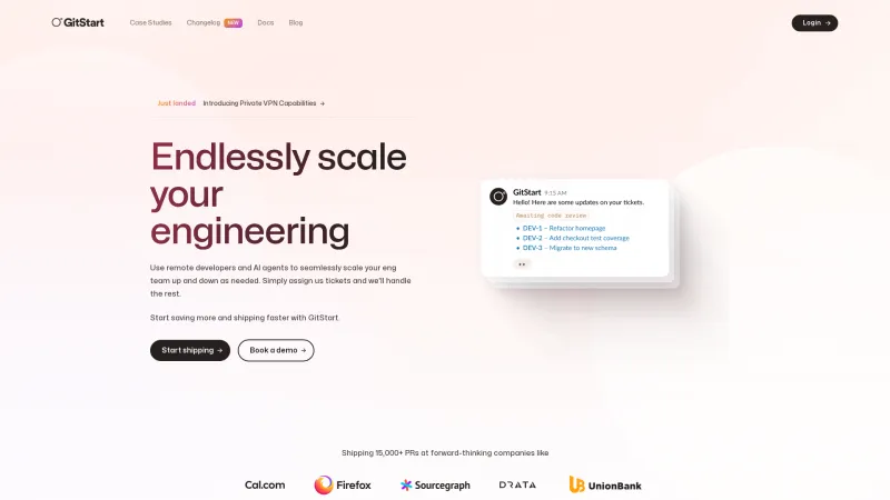 Homepage of gitstart