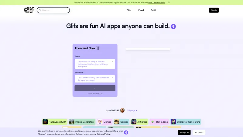 Homepage of glif