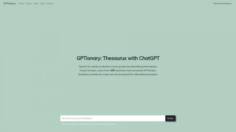 Homepage of gptionary