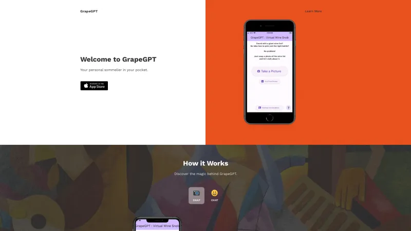 Homepage of grapegpt