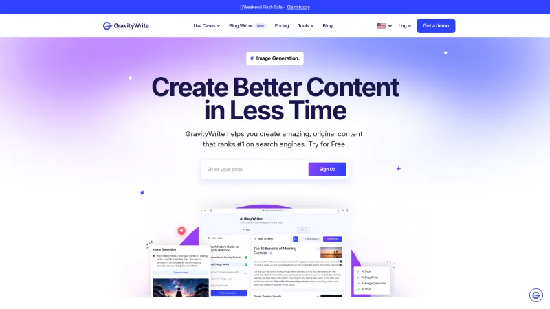 Homepage of gravitywrite