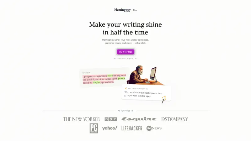 Homepage of hemingwayapp