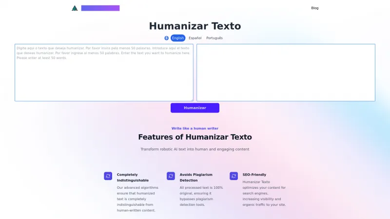 Homepage of humanizartexto