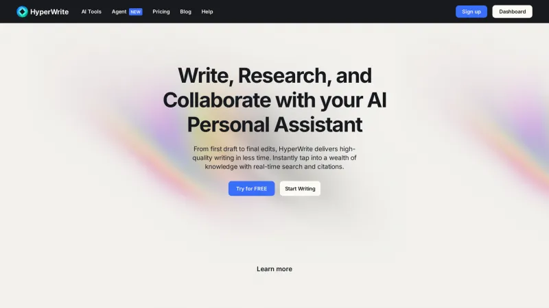 Homepage of hyperwriteai