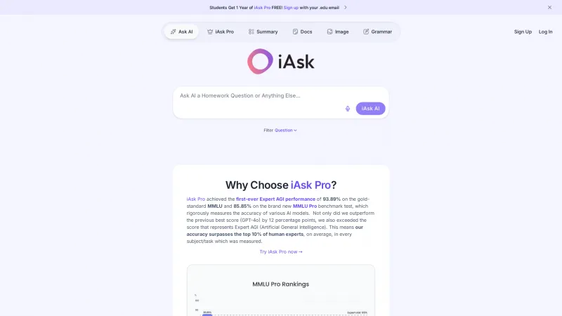 Homepage of iask