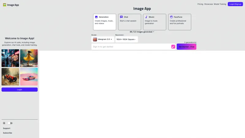 Homepage of imageapp