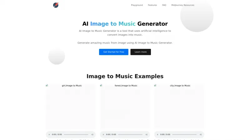 Homepage of imagetomusic