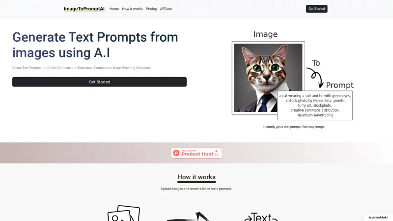 Homepage of imagetopromptai