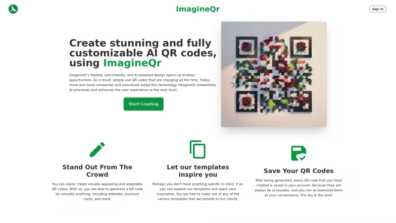 Homepage of imagineqr