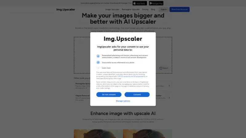 Homepage of imgupscaler