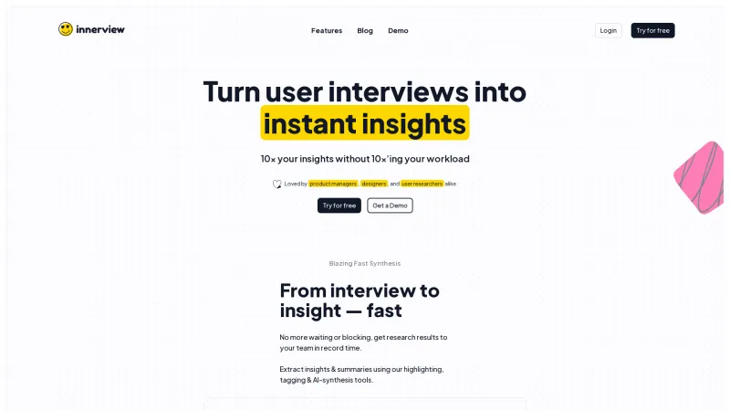 Homepage of innerview