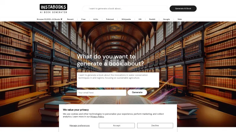 Homepage of instabooks