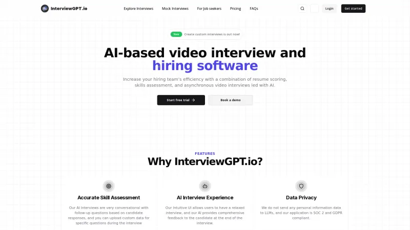 Homepage of interviewgpt