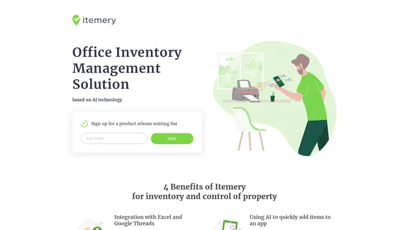 Homepage of itemery