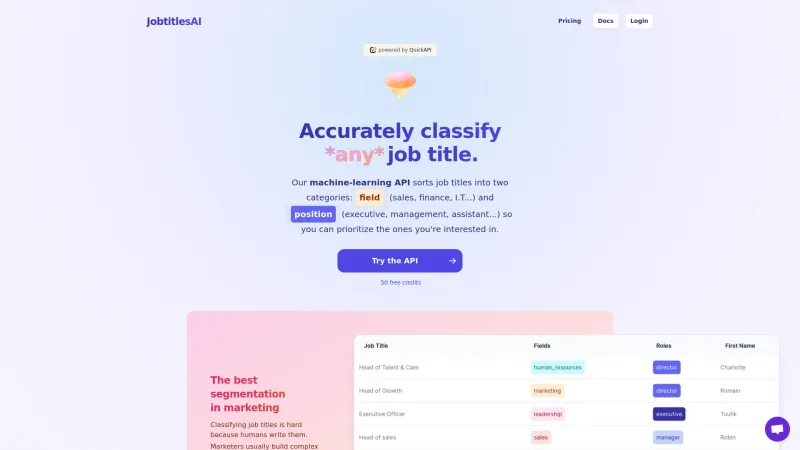 Homepage of jobtitlesai