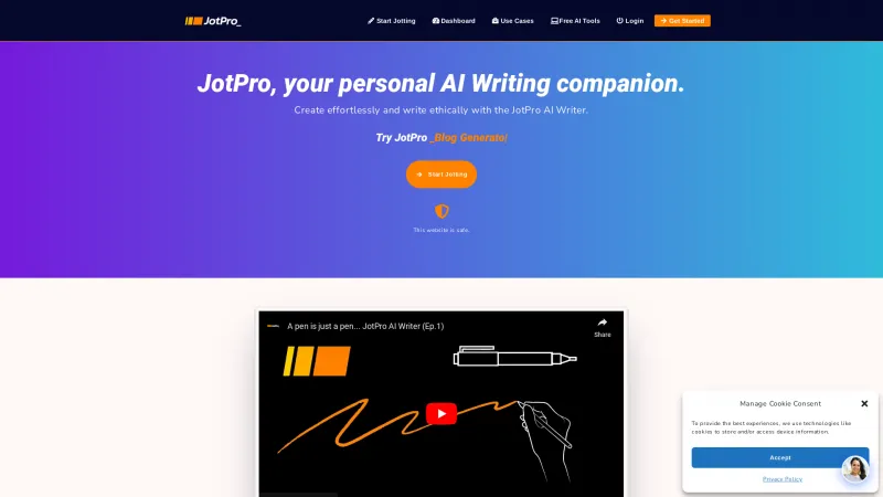 Homepage of jotpro