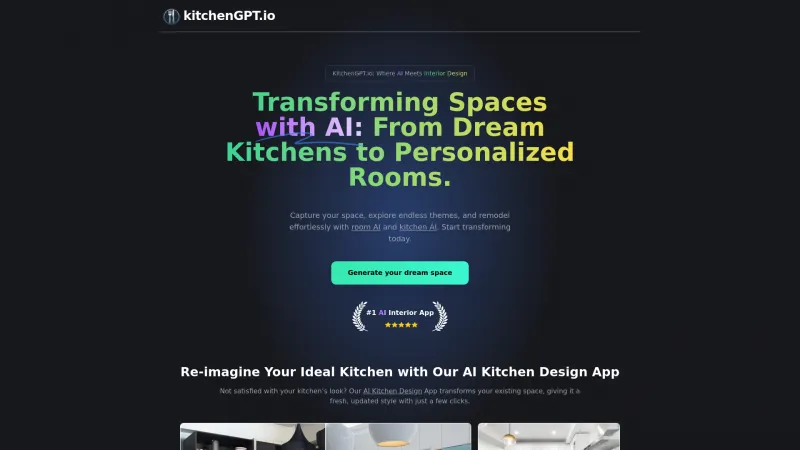 Homepage of kitchengpt