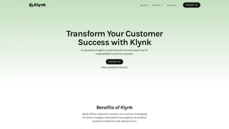 Homepage of klynk