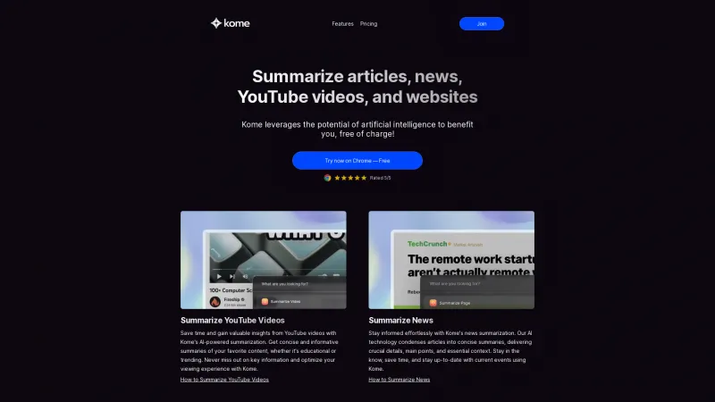 Homepage of kome