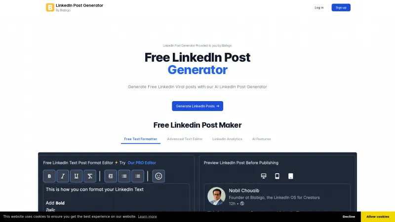 Homepage of linkedin-post-generator