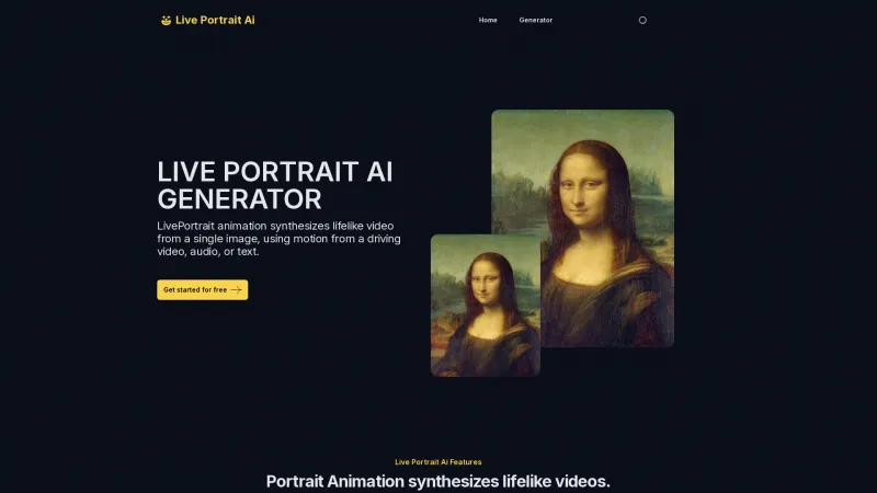 Homepage of live-portrait-ai