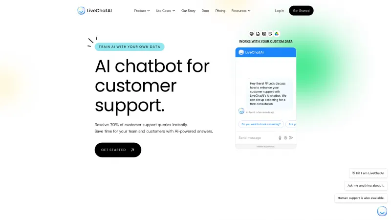 Homepage of livechatai