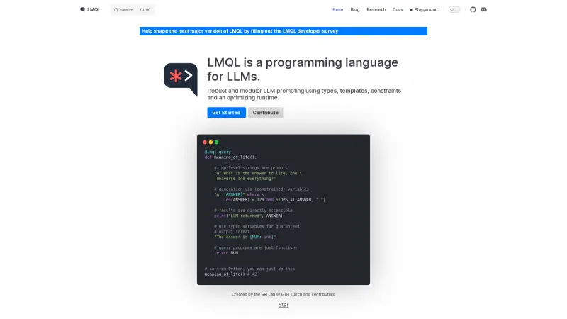 Homepage of lmql