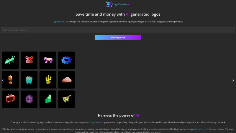 Homepage of logocreatorai