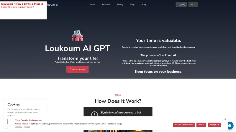 Homepage of loukoum