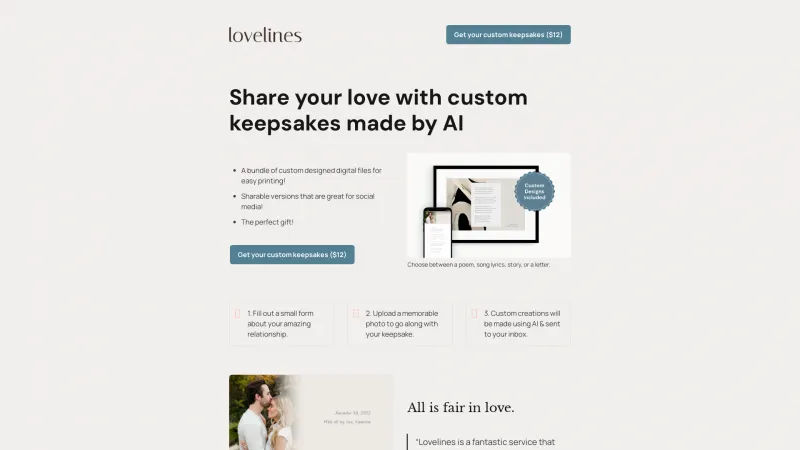 Homepage of lovelines