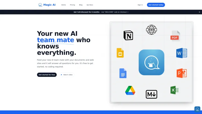 Homepage of magicai