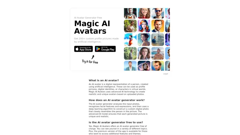 Homepage of magicaiavatars