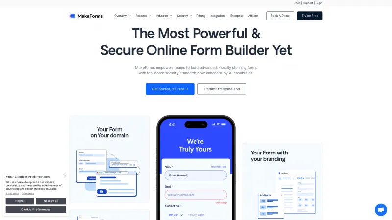 Homepage of makeforms