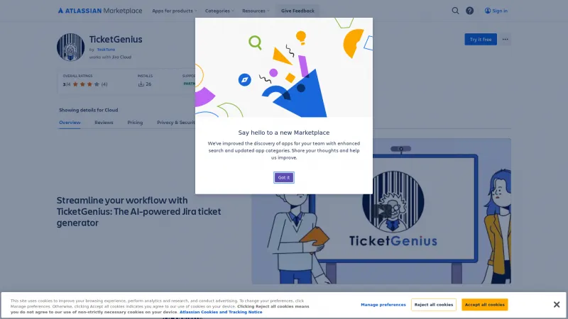 Homepage of atlassian