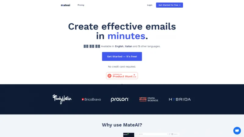 Homepage of mateai