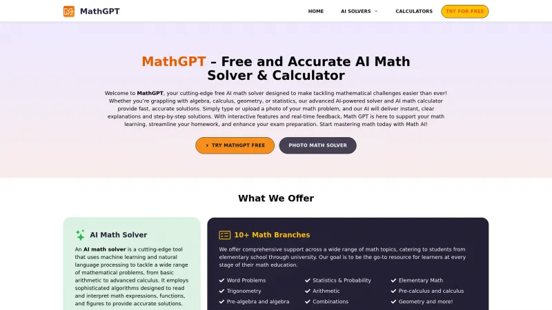 Homepage of mathgpt