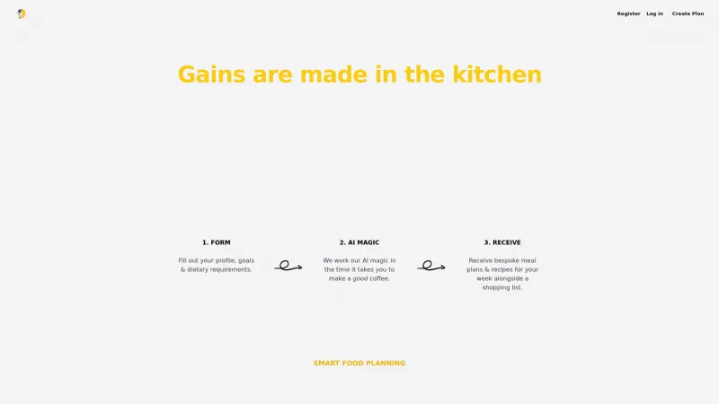 Homepage of mealmind