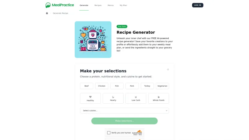 Homepage of mealpractice