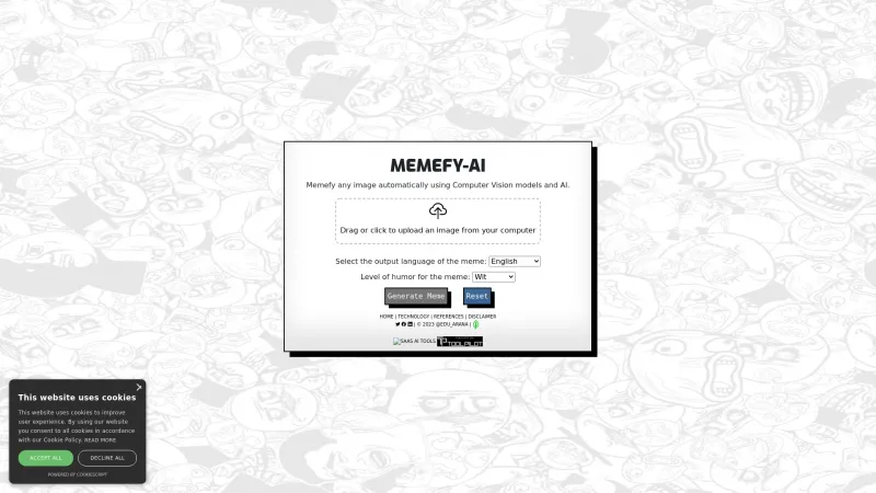 Homepage of memefy-ai