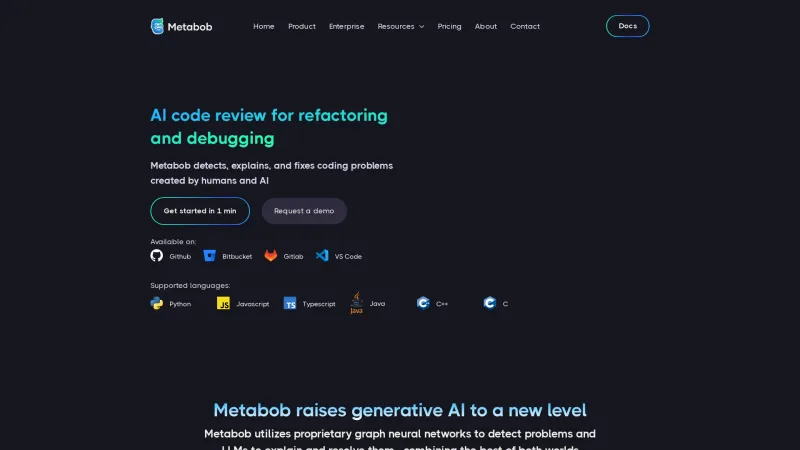 Homepage of metabob