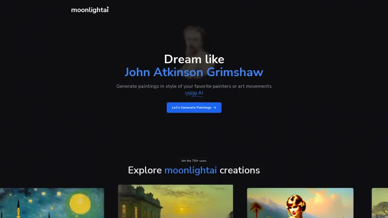 Homepage of moonlightai