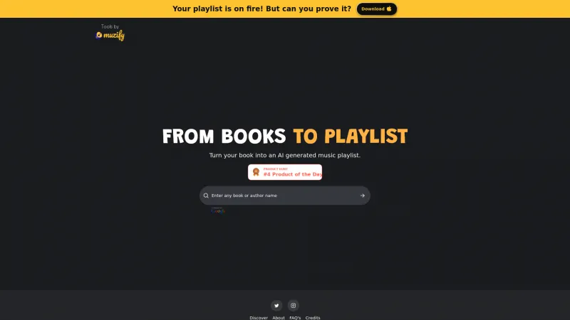 Homepage of muzify