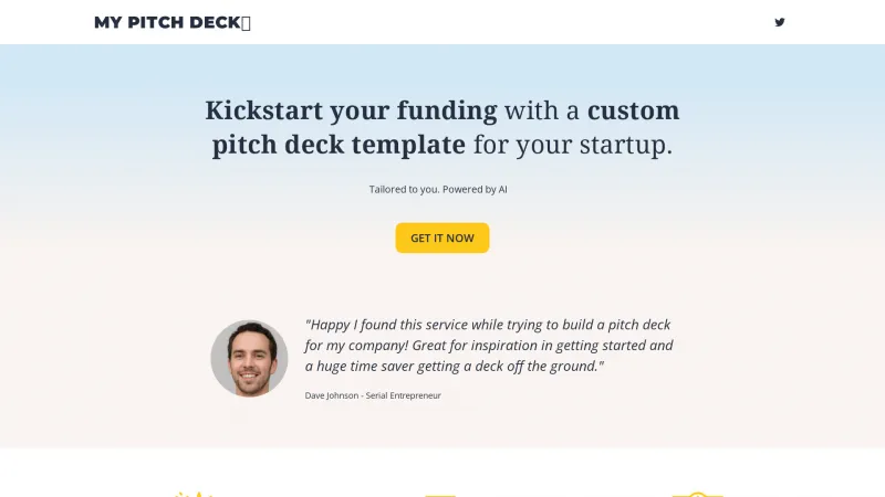 Homepage of mypitchdeck