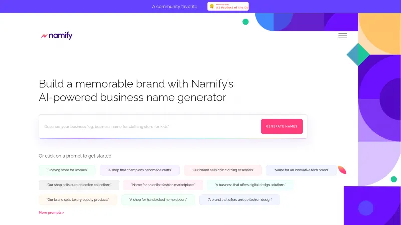 Homepage of namify