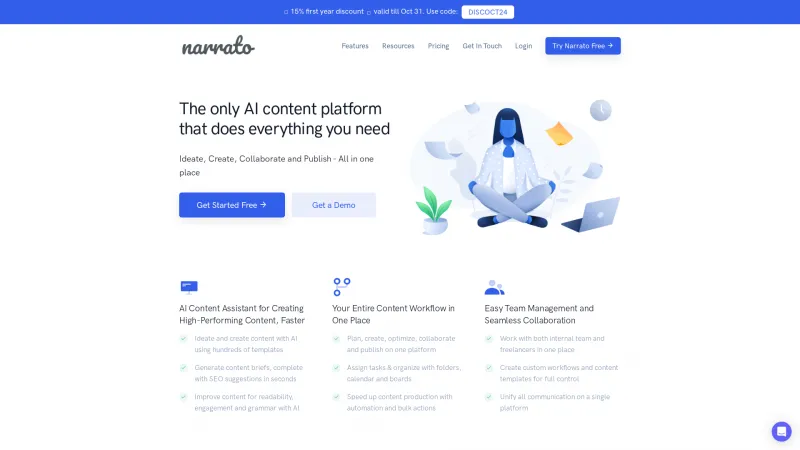 Homepage of narrato