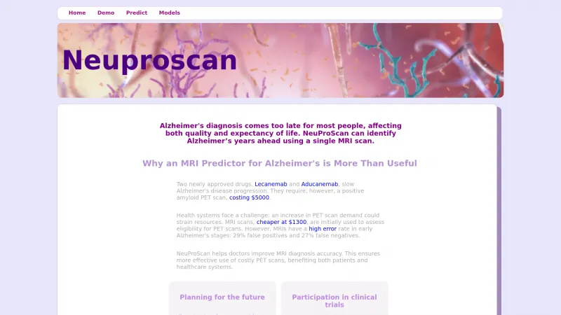 Homepage of neuproscan