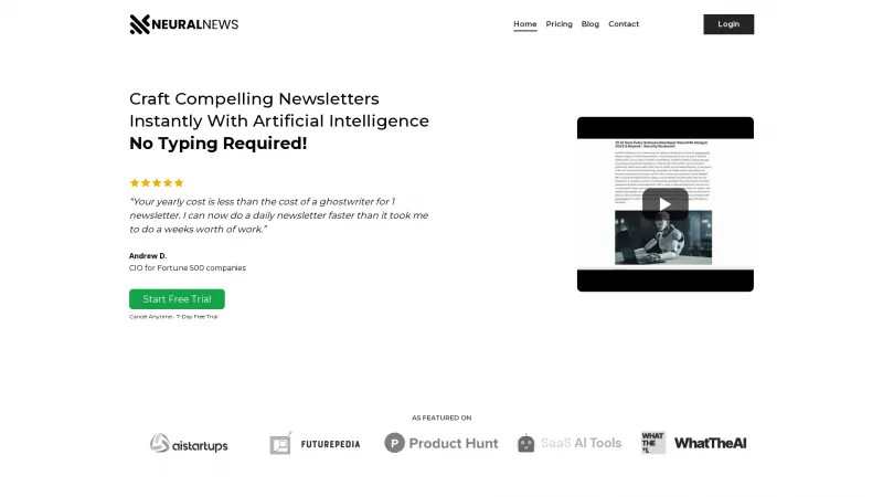 Homepage of neuralnewsletters