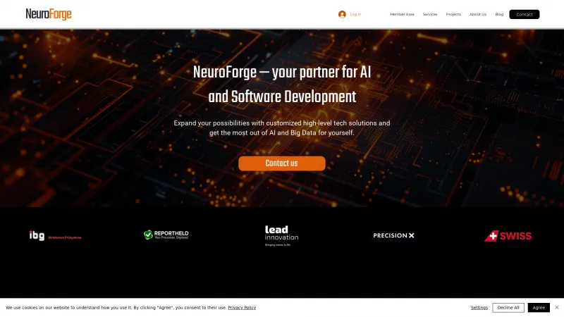 Homepage of neuroforge