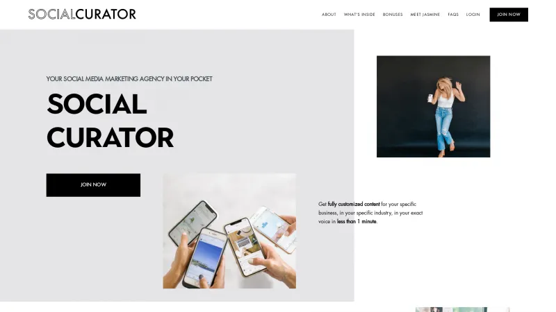 Homepage of socialcurator