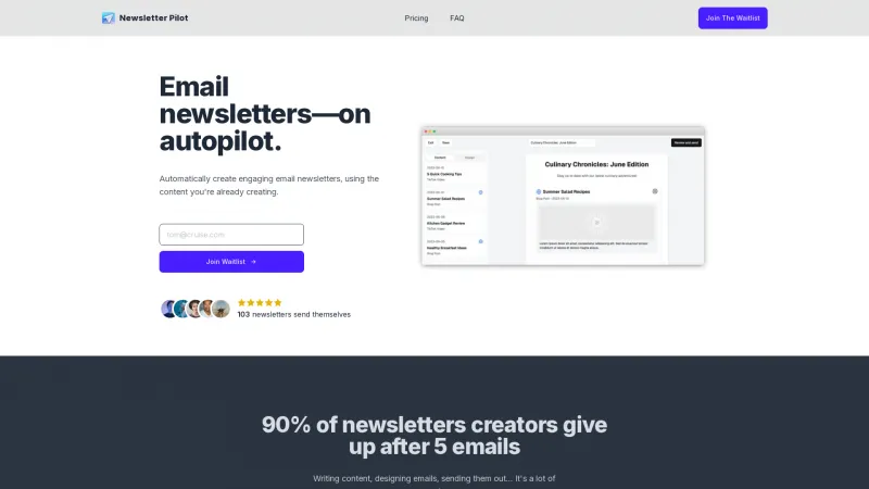 Homepage of newsletterpilot